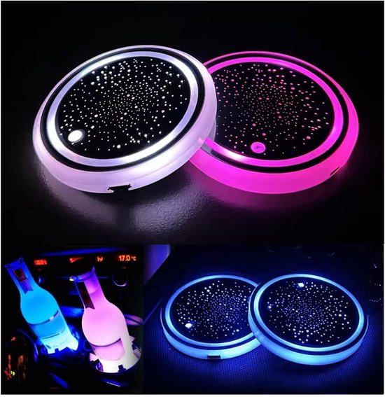 2 Stück Led Autohalterungen Mit Leuchten Beleuchtete Pads 7 Farben Usb Aufladbar Wasserdicht
