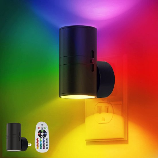 Stück 16 Farben Buntes Nachtlicht Led Nachtlicht Mit Stecker Farbwechselndes Rgb Nachtlicht Mit Lichtsensor 0 100 Lm Mit Fernbedienung Flur, Schl
