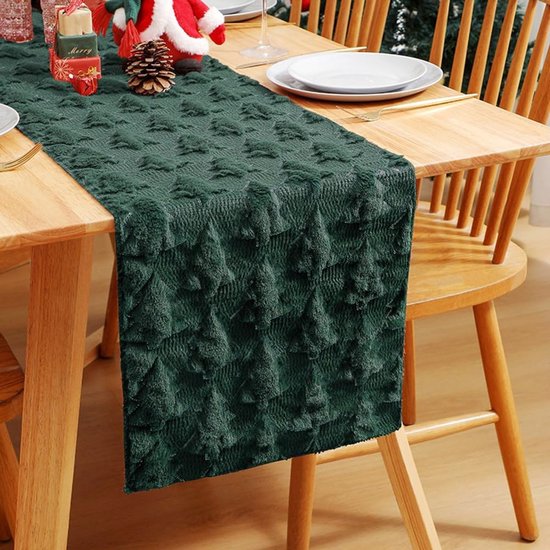 Grüner, Weicher Jacquard Tischläufer Für Weihnachten Festliche Tischdekoration Für Hauspartys, Grün