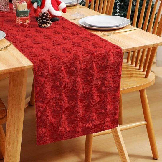Roter, Weicher Jacquard Tischläufer Für Weihnachten Festliche Tischdekoration Für Hauspartys Rot
