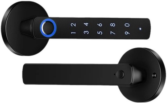 Intelligentes Türgriffschloss Mit Fingerabdrucksensor Bluetooth Türgriffschloss Für Den Innenbereich Schwarz, Zweireihig