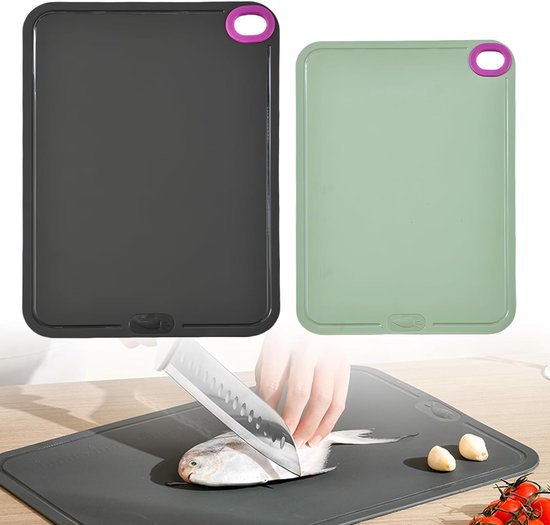 Flexibles Tpu Schneidebrett, 2 Teilig Mit Saftrille, Spülmaschinenfest, Rutschfest, Antibakteriell, Bpa Frei, Kratzfest (dunkelgrau: 36 X 25 Cm,