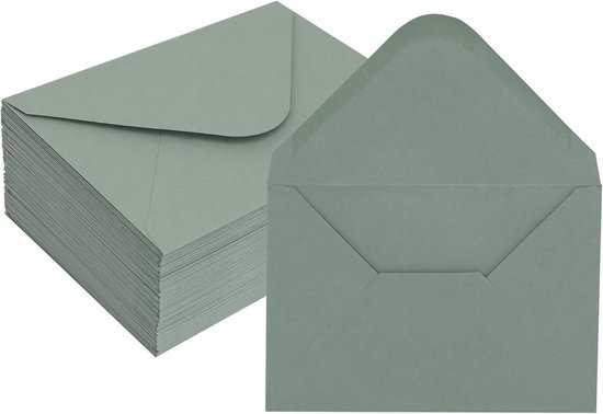 Grüne Briefumschläge (40 Stück) Selbstklebende Briefumschläge Quadratische Briefumschläge Rautenförmiger Kleber 13,5 X 18,5 Cm Fensterlose Briefu