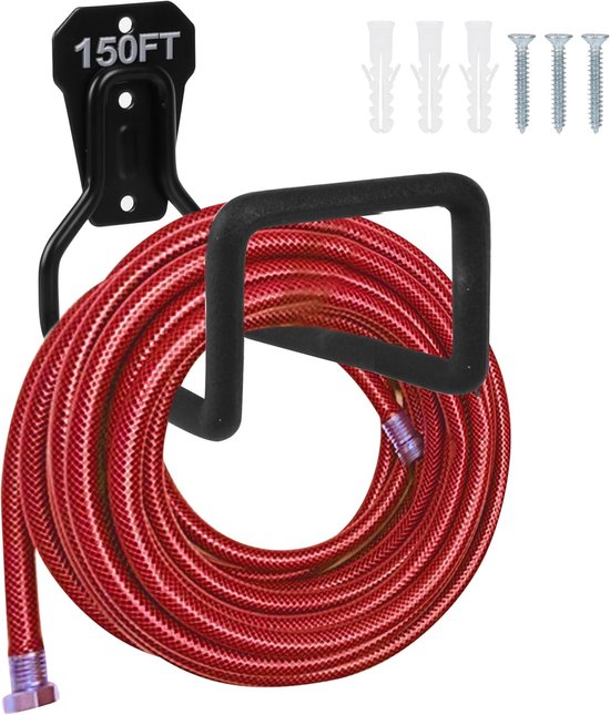 Metallener Gartenschlauchhalter Wandmontage 1 Stück Schwarz Robust