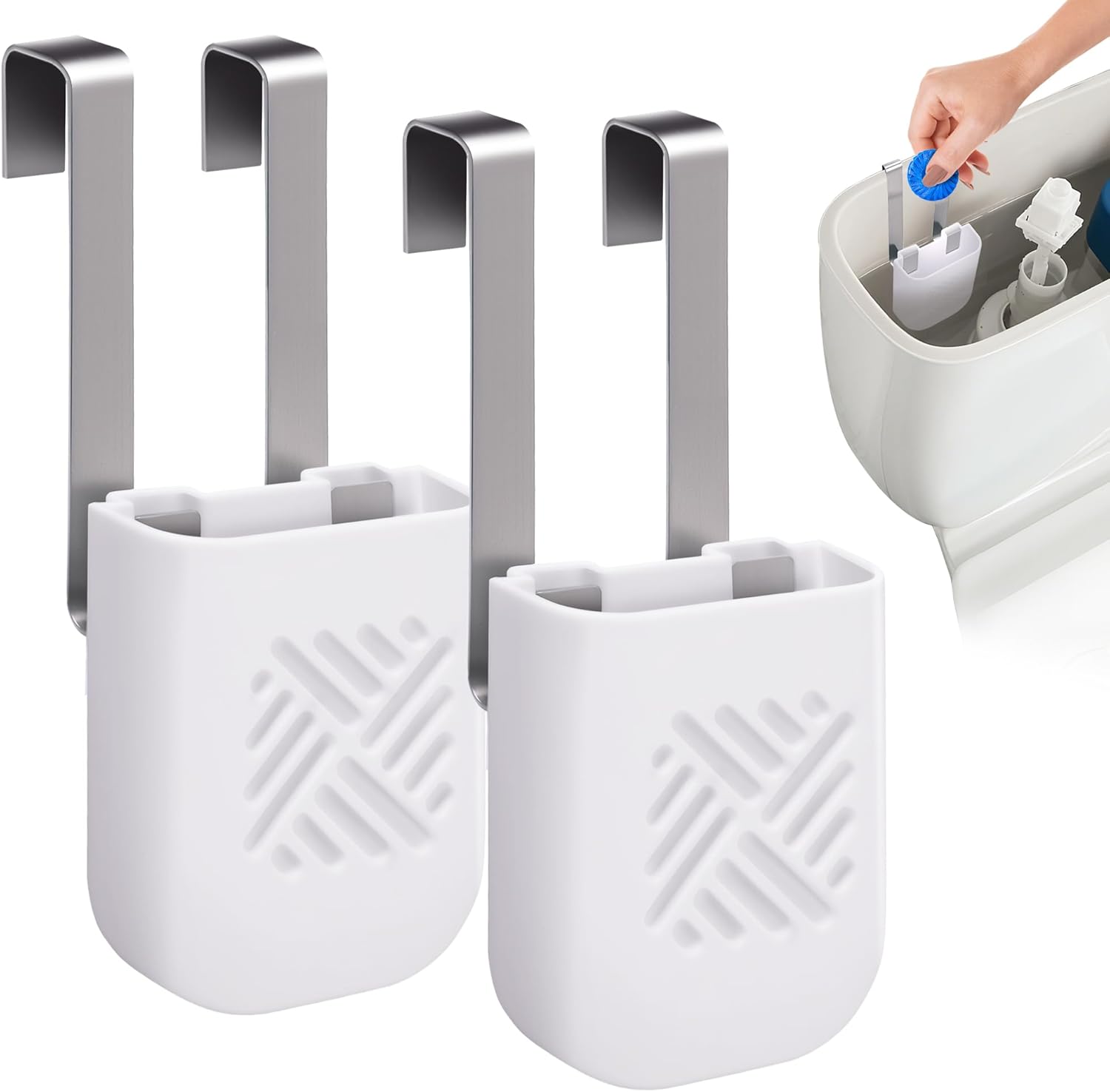 2er-pack Toilettenspültablettenhalter – Hängender Halter Für Reinigungsmittel – Verhindert Rückstände Im Spülkasten – Weiß