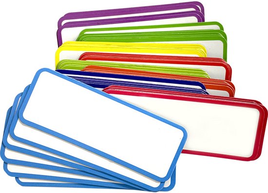 Magnetische, Abwischbare Etiketten 54 Stück Namensetiketten Beschreibbar Wiederverwendbar Für Whiteboards Und Kühlschränke 8 X 3 Cm 9 Farben