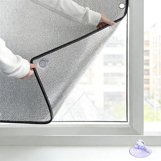 Wärmedämmende Fensterfolie, Doppelseitige Aluminiumfolien Verdunkelungsfensterabdeckung Mit Saugnäpfen, Wärmereflektierende Uv Blockierende Glasf