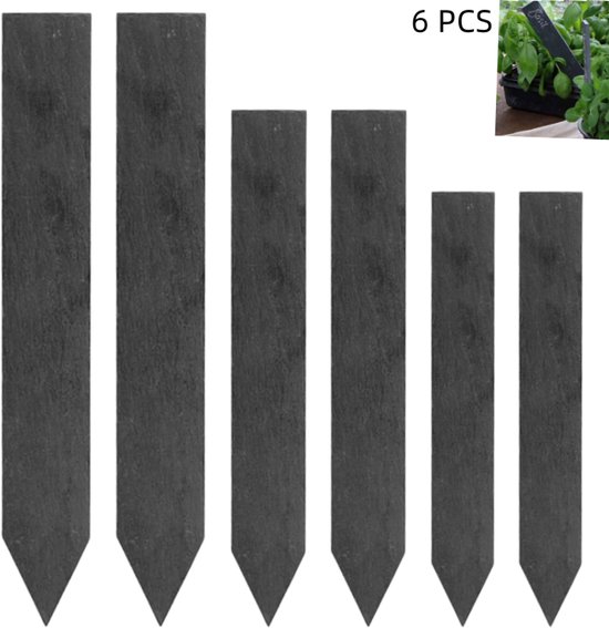 6 Stück Wiederverwendbare Pflanzenstecker Wetterfeste Gartenetiketten Schiefer Pflanzenetiketten Für Beete Und Obstgärten Schwarz 10 X 2 Cm, 15 X