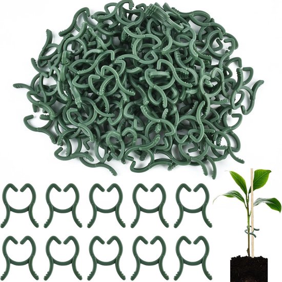 Pflanzenstützen Klemmen Gartenclips Pflanzenhalterung Verstellbare Größen 200 Stück Grün