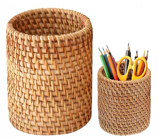 Schreibtisch Organizer Holz Stiftehalter Stifteablage Stiftebecher Für Den Schreibtisch Aus Geflochtenem Rattan