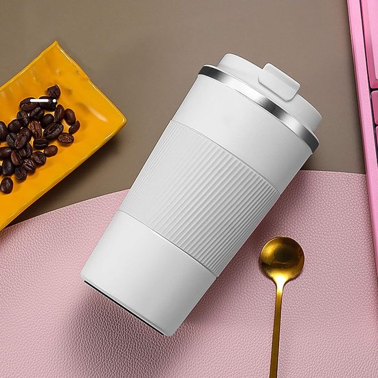 Edelstahlbecher Thermobecher Heißgetränke Doppelwandig Isoliert 510 Ml Weiß