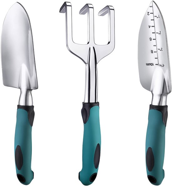 3 Teiliges Gartengeräte Set Aus Edelstahl Mit Ergonomischen Griffen