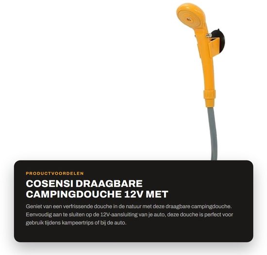 Dailygoods Tragbare Campingdusche 12v Mit Schlauch Und Haken Für Den Outdoor Einsatz