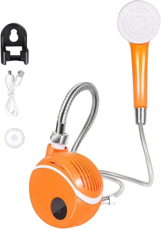Tragbare Dusche Campingdusche Outdoor Waschgelegenheit Wasserdichte Pumpe 1,5 Meter Schlauch Orange