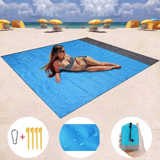 Sandfreie Stranddecke Picknickdecke Für Draußen Für Outdoor Aktivitäten Wasserdicht Und Schmutzabweisend 200 X 210 Cm Blau