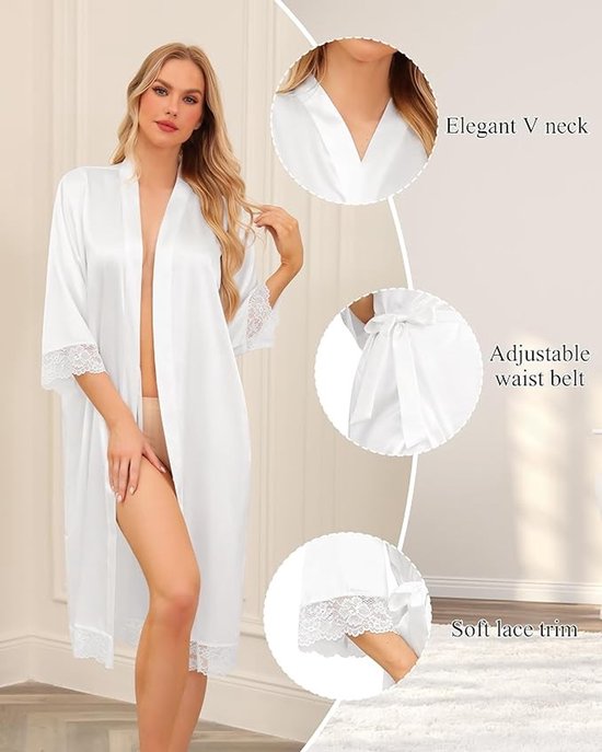 Satin Bademantel Für Damen Und Herren Luxuriöser Kimono Mit V Ausschnitt Für Zuhause Und Spa