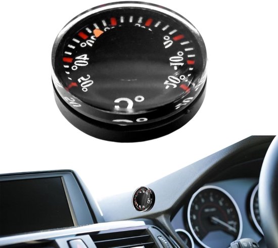 Temperaturanzeige Fürs Auto Mini Thermometer Überwachung Des Fahrkomforts Mechanische Schnellmessung 5,1 Cm Schwarz