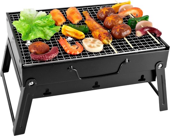 Tragbarer Holzkohlegrill Kleiner Grill Grillen Im Freien Zusammenklappbar 35 X 27 X 20 Cm Silber