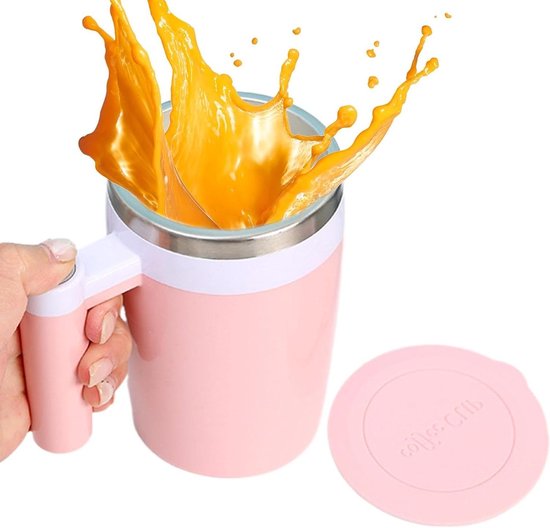 Elektrischer Mixbecher Selbstumrührender Becher Schnelle Getränkezubereitung Magnetrührwerk 380 Ml Rosa