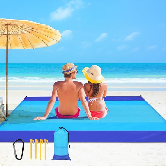 Stranddecke Picknickdecke Campingdecke Outdoor Aktivitäten Sand Und Wasserfest 210 X 200 Cm Blau