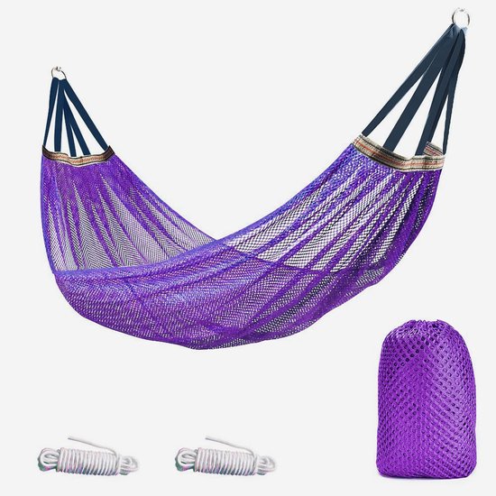 Outdoor Hängematte, Ultraweiche Und Atmungsaktive Nylon Netzhängematte Max. Belastbarkeit: 251 Kg (lila)