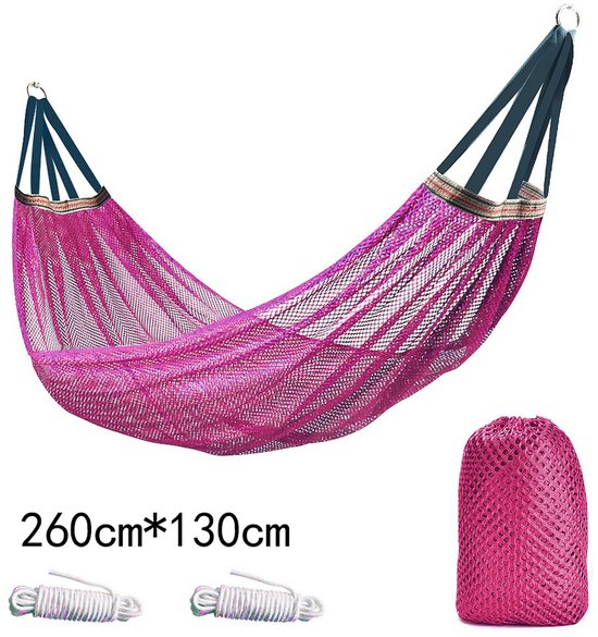 Outdoor Hängematte, Ultraweiche Und Atmungsaktive Nylon Netzhängematte Maximale Belastbarkeit: 252 Kg (pink)