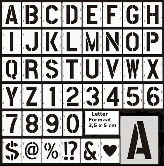 42 Kunststoff Schablonen 5 Cm Buchstaben, Zahlen & Satzzeichen Für Banner