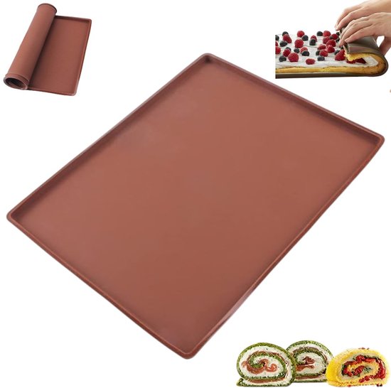 Silikon Backmatte Für Kuchen Multifunktionale Backmatte Rollbackmatte Braun Silikon Backform Für Biskuitrollen 30 X 24,5 X 1,5 Cm Wiederverwendba