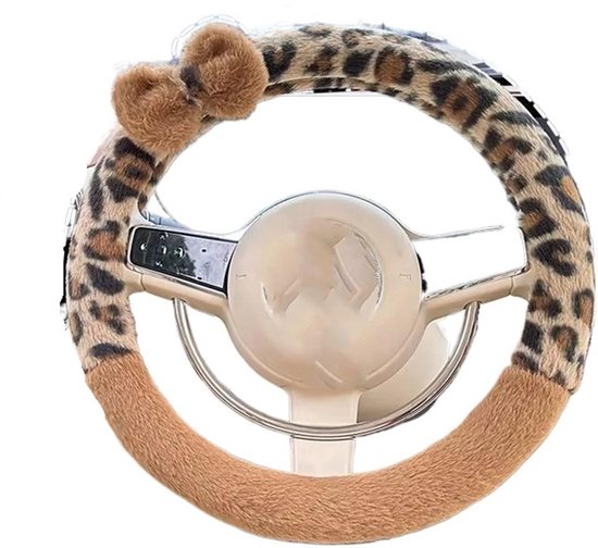Für Lenkräder Mit Einem Durchmesser Von 38 Cm Lenkradbezug Für Autos Mit Leopardenmuster, Weich, Warm Und Rutschfest, Für Den Wintereinsatz, Lenk