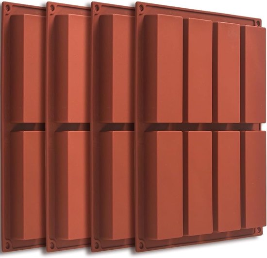 Große Rechteckige Silikonform Für Müsliriegel 8 Mulden, Für Energieriegel, Snacks Und Butterriegel, 4 Teilig