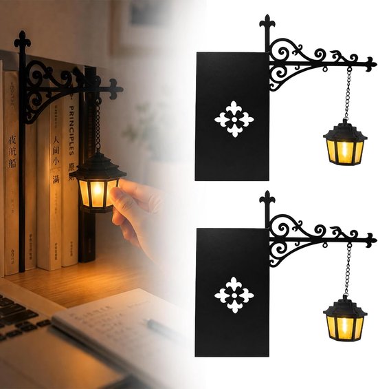 Bibliothekslaterne 2 Stück Retro Leselampe Buchstütze Aus Metall Dekorative Regalbeleuchtung Antike Led Eckenlampe Geschenk Für Bücherliebhaber F