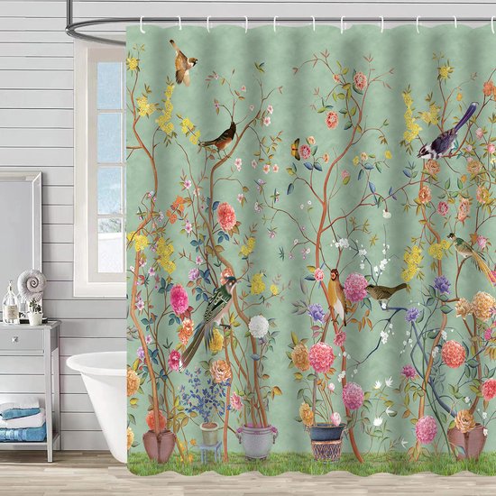 Duschvorhang Wasserdicht Badvorhang Badezimmervorhang Bedruckter Duschvorhang Polyester 150 X 180 Cm Grün