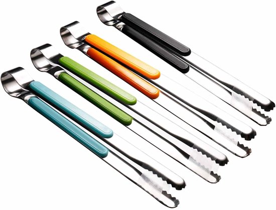 4 Teiliges Küchenzangen Set Edelstahl Fleischzange Grillzange Servierzange 25 Cm Lange Metallzange Mit Rutschfestem Komfortgriff Farben: Blau, Ge