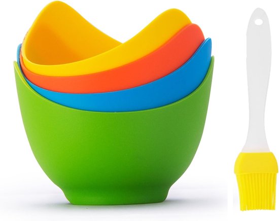 4er Pack Eierkochbecher Aus Silikon Inklusive Bürste Antihaftbeschichtung Für Heißluftfritteuse Zum Kochen Von Eiern Im Backofen Oder Auf Dem Her