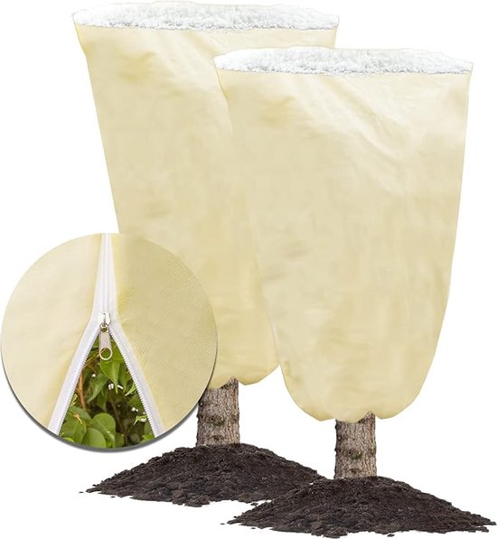 2 Stück Pflanzenschutzhülle Frostschutz Reißverschluss Winterschutzhülle Für Bäume/pflanzen Winterabdeckung Strapazierfähig Beige Pflanzenschutzh