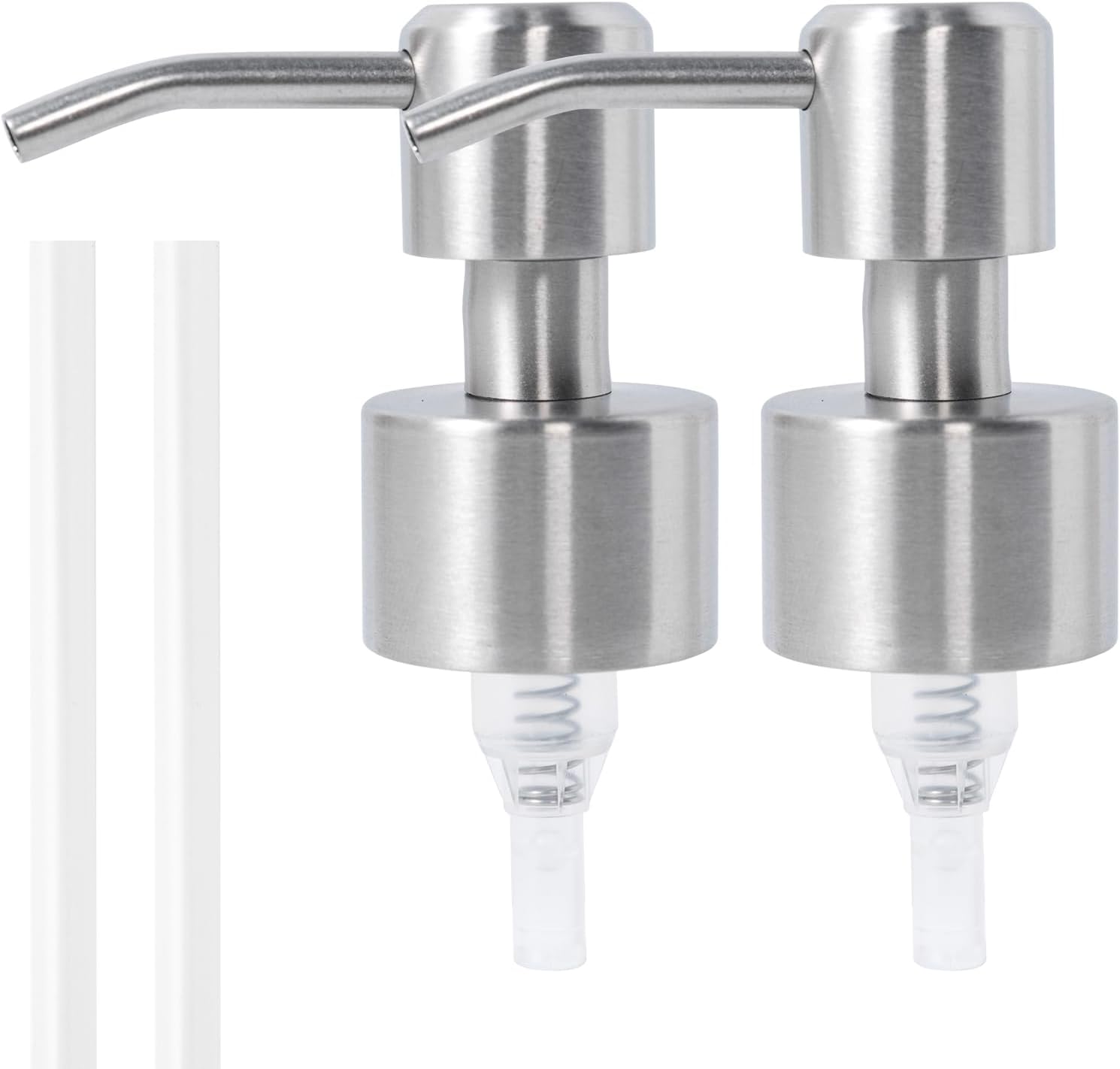 2 Stück Ersatzpumpen Für Seifenspender Aus Edelstahl – Modernes Design – Gebürsteter Stahl – Langlebige Edelstahlpumpe Für Spenderflaschen