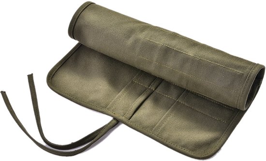 Pinselhalter Mit 22 Fächern, Aufbewahrungsmöglichkeit Für Leinwandpinsel, Rollkoffer Für Öl , Aquarell Und Gouache Pinsel (armeegrün)