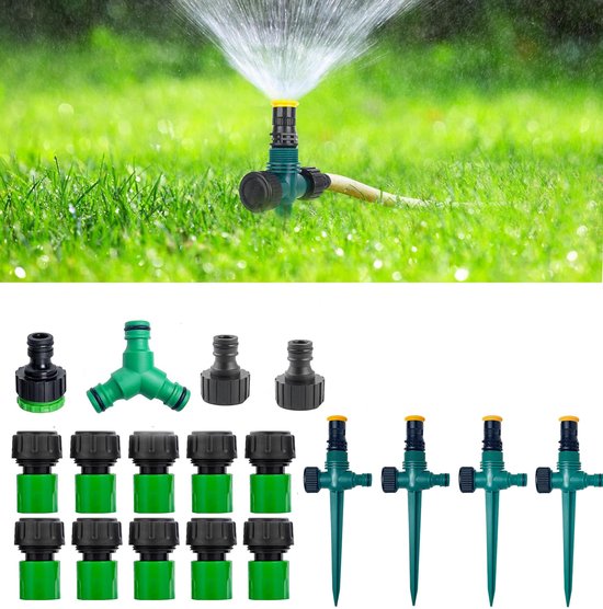 Gartensprenger 16 Teilig 360° Sprinkler Drehbar 10 M Reichweite Mit Erdspieß Inklusive Schnellanschluss Automatisches Bewässerungssystem Für Gart