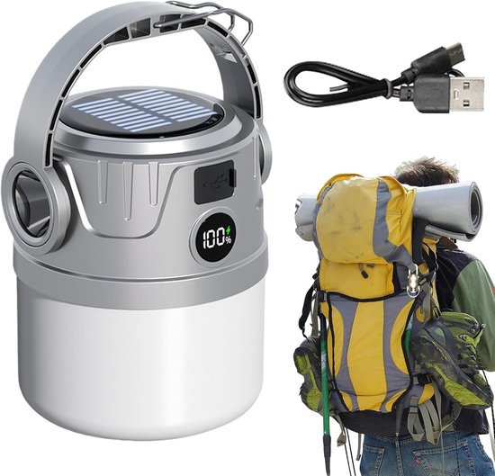 Camping Mit Solarbetrieb Led Taschenlampe Mit Digitalanzeige, Wasserdichte Solarlampe Für Stromausfälle, Angeln, Garage Und Outdoor Aktivitäten 9