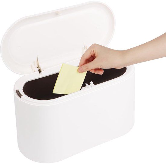 Sphproducts Tischabfalleimer Mini Abfalleimer Klappdeckel Weiß Kompakter Abfalleimer Für Küche, Bad Und Büro 1 Stück