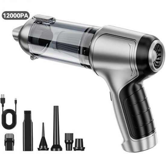 Kabelloser Handstaubsauger Fürs Auto Tragbarer, Wiederaufladbarer Mini Autostaubsauger Schwarz 7 Aufsätze 12000 Pa