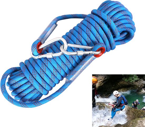 Kletterseil Sicherheitsseil Kletterseil 10 M X 8 Mm Kletterseil Für Erwachsene Extra Starkes Zubehörseil Mit 2 Stahlhaken Zum Felsklettern, Baumk