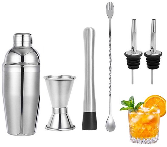 6 Teiliges Cocktailset Bar Cocktailshaker 750 Ml Edelstahl Cocktailshaker Mit Integriertem Filter Cocktailbecher Edelstahl Shaker Für Mixgetränke