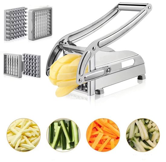 Pommes Frites Schneider Kartoffelschneider Gemüseschneider Kartoffelhobel Pommes Frites Maschine 2 Edelstahlklingen Professionell Edelstahl Für G