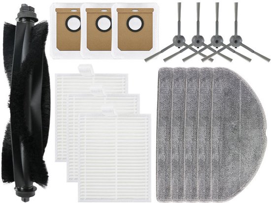 15 Teilig Enthält 1 Hauptbürste / 2 Paar Seitenbürsten / 3 Filter / 3 Staubbeutel / 5 Reinigungstücher Für Eufy L50/l60