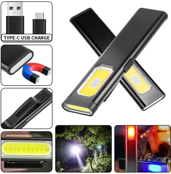 Tragbare Led Taschenlampe Mit Clip Und Praktischem Design, 11,1 Cm, Usb Aufladbar, Helle Und Effiziente Led Lampe Zum Wandern, Spazierengehen, Ca