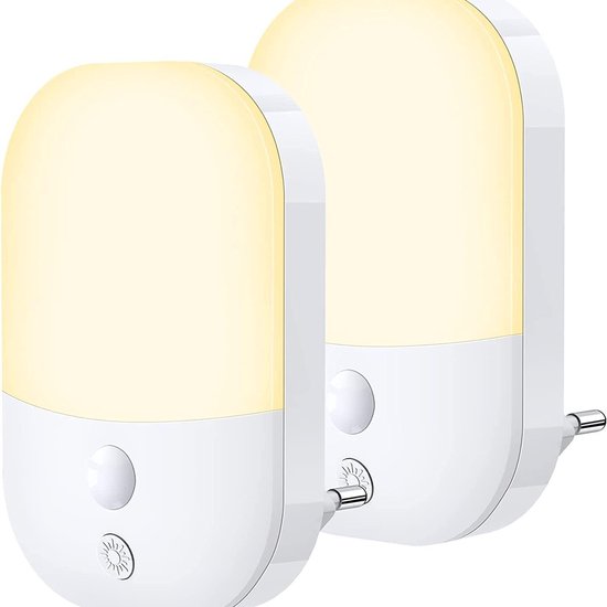 Led Nachtlicht Mit Lichtsensor, Intelligente Energiesparlampe, 0,3 W, Plug And Play, Warmes Licht, 2er Pack.