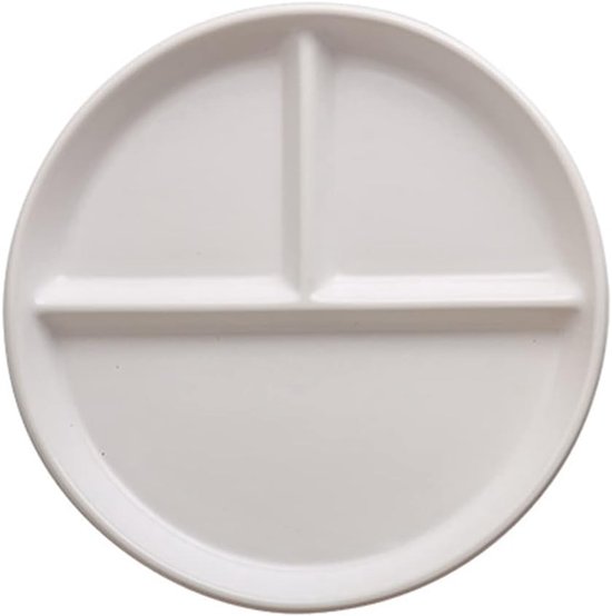 Weißer Porzellan Portionierteller, 20 Cm Durchmesser Runder Teller Mit Fächern Zur Portionskontrolle, Für Steak, Sushi, Salat Und Pasta