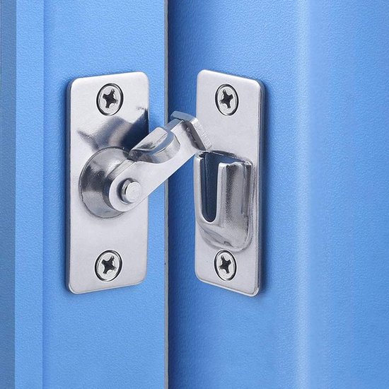 Innentürschloss 90° Sicherheitseckschloss Aus Edelstahl Für Türen, Fenster Oder Tierkäfige Silber