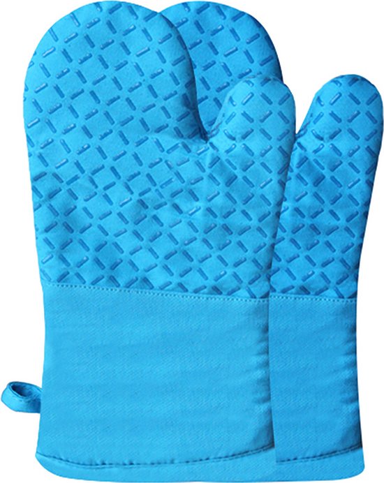 Hitzebeständige Ofenhandschuhe, Lange Ofenhandschuhe Und Topflappen Mit Rutschfesten Silikonstreifen Und Weichem Baumwollfutter, Silikon Ofenhand